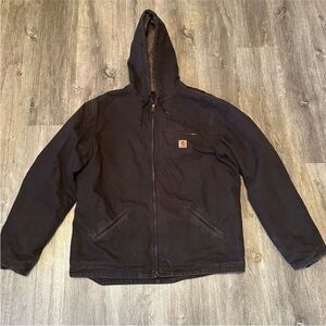 Brown Carhartt Sherpa Lined Canvas Jacket